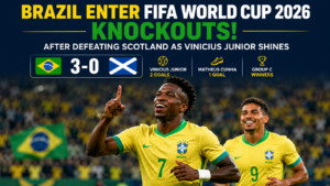 Brazil Enter FIFA World Cup 2026 Knockouts After Defeating Scotland as Vinicius Junior Shines 